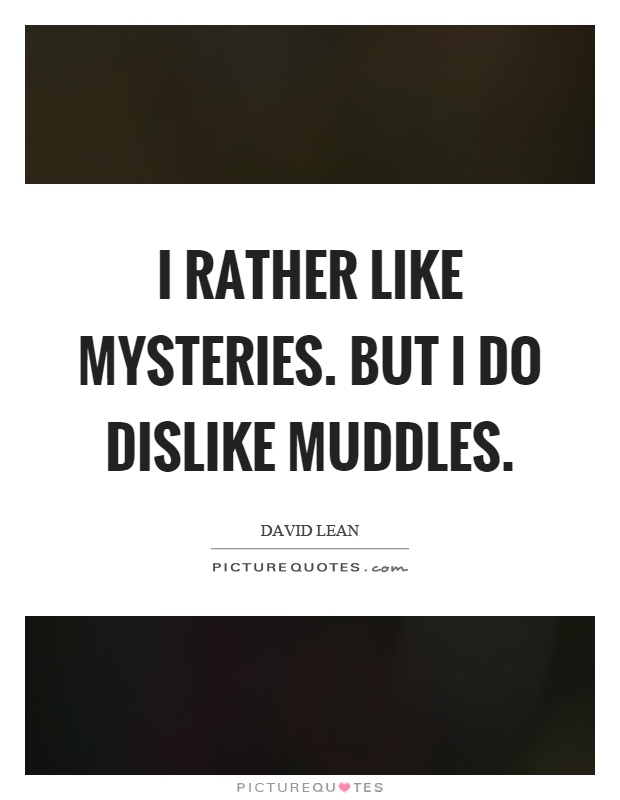 I rather like mysteries. But I do dislike muddles Picture Quote #1