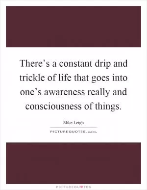 There’s a constant drip and trickle of life that goes into one’s awareness really and consciousness of things Picture Quote #1