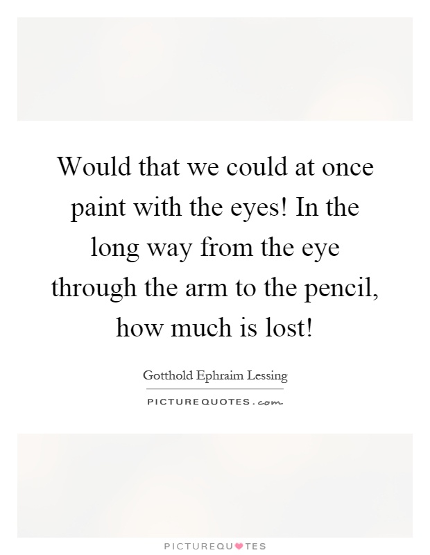 Would that we could at once paint with the eyes! In the long way from the eye through the arm to the pencil, how much is lost! Picture Quote #1