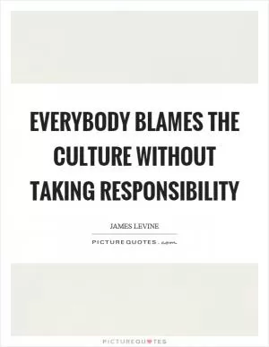 Everybody blames the culture without taking responsibility Picture Quote #1