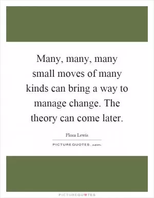 Many, many, many small moves of many kinds can bring a way to manage change. The theory can come later Picture Quote #1
