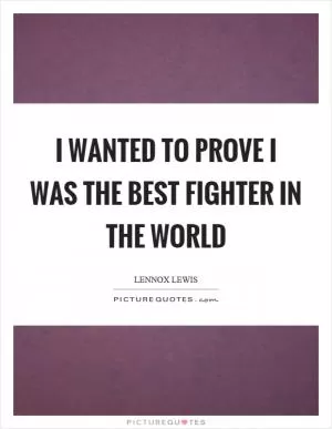 I wanted to prove I was the best fighter in the world Picture Quote #1