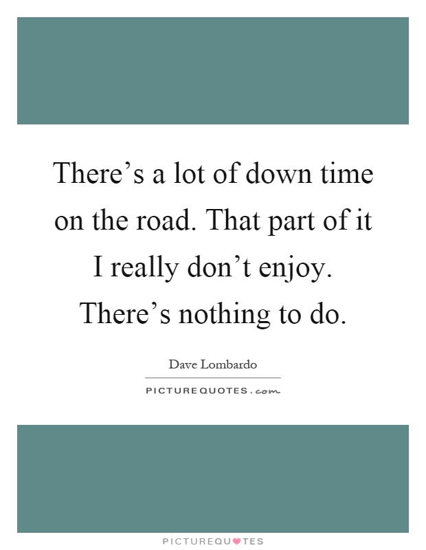 There's a lot of down time on the road. That part of it I really don't enjoy. There's nothing to do Picture Quote #1