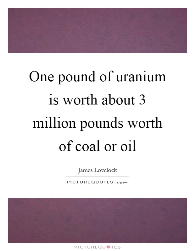 One pound of uranium is worth about 3 million pounds worth of coal or oil Picture Quote #1