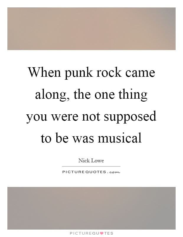 When punk rock came along, the one thing you were not supposed to be was musical Picture Quote #1