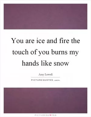 You are ice and fire the touch of you burns my hands like snow Picture Quote #1