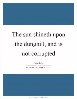 The sun shineth upon the dunghill, and is not corrupted Picture Quote #1