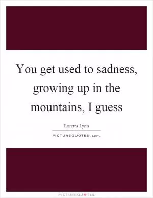 You get used to sadness, growing up in the mountains, I guess Picture Quote #1