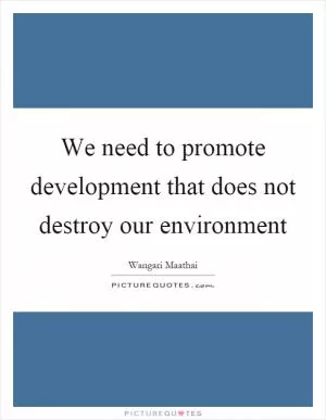 We need to promote development that does not destroy our environment Picture Quote #1