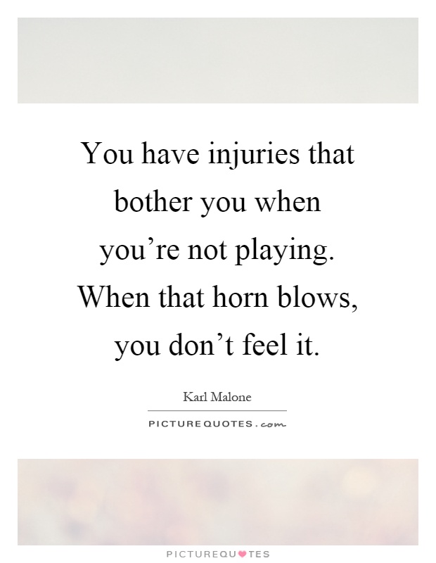 You have injuries that bother you when you're not playing. When that horn blows, you don't feel it Picture Quote #1