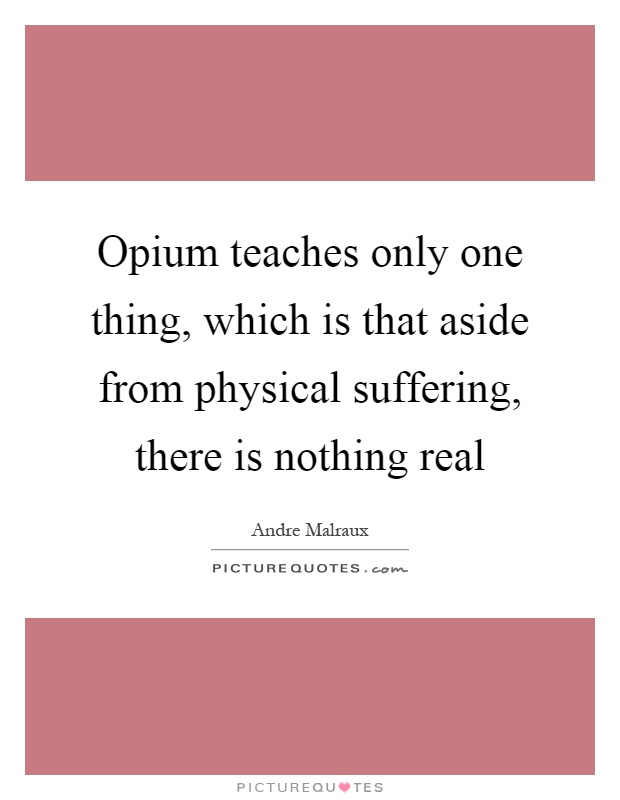 Opium teaches only one thing, which is that aside from physical suffering, there is nothing real Picture Quote #1