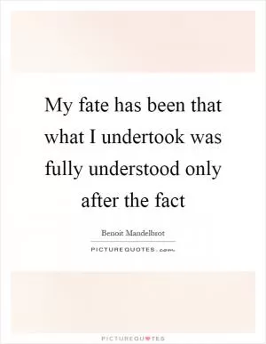 My fate has been that what I undertook was fully understood only after the fact Picture Quote #1