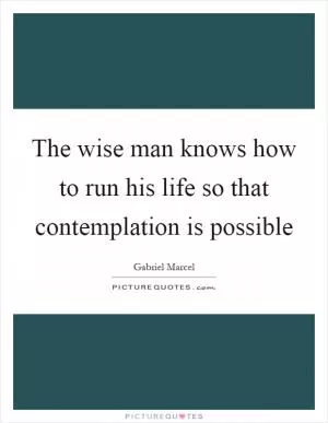 The wise man knows how to run his life so that contemplation is possible Picture Quote #1