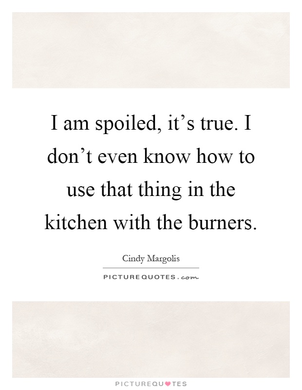 I am spoiled, it's true. I don't even know how to use that thing in the kitchen with the burners Picture Quote #1