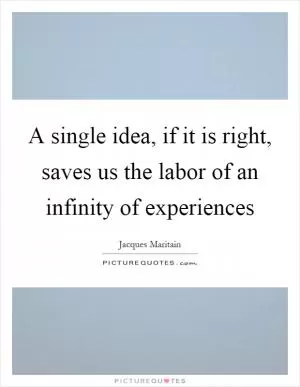 A single idea, if it is right, saves us the labor of an infinity of experiences Picture Quote #1
