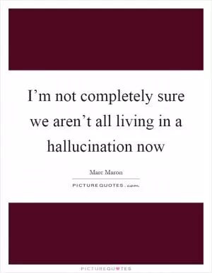 I’m not completely sure we aren’t all living in a hallucination now Picture Quote #1