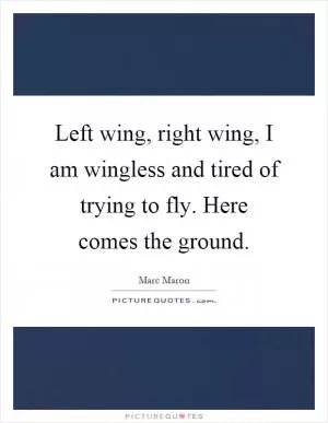 Left wing, right wing, I am wingless and tired of trying to fly. Here comes the ground Picture Quote #1