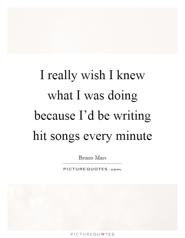 I really wish I knew what I was doing because I'd be writing hit songs every minute Picture Quote #1
