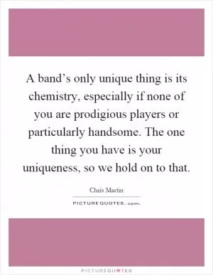 A band’s only unique thing is its chemistry, especially if none of you are prodigious players or particularly handsome. The one thing you have is your uniqueness, so we hold on to that Picture Quote #1