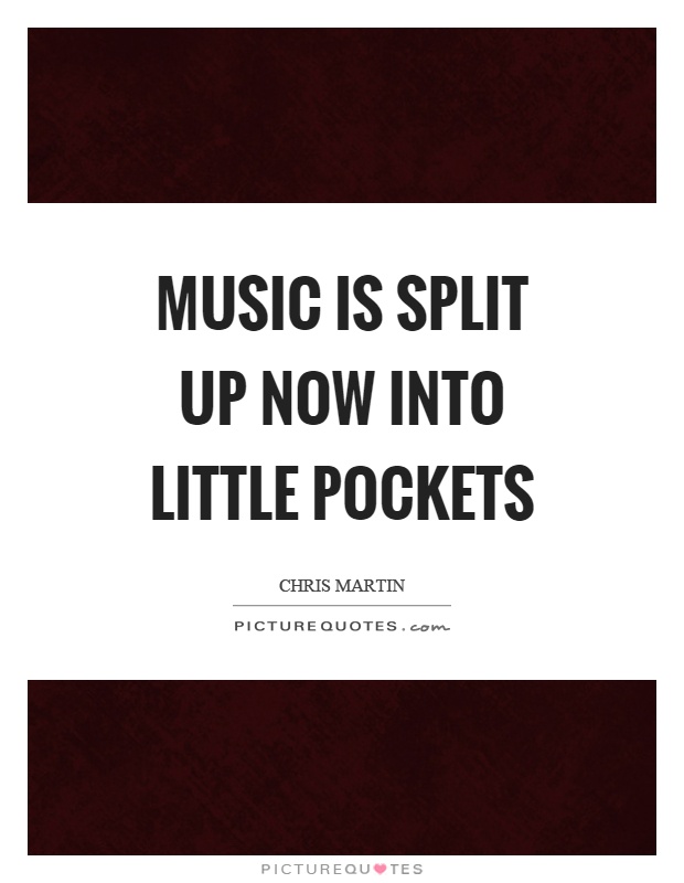 Music is split up now into little pockets Picture Quote #1