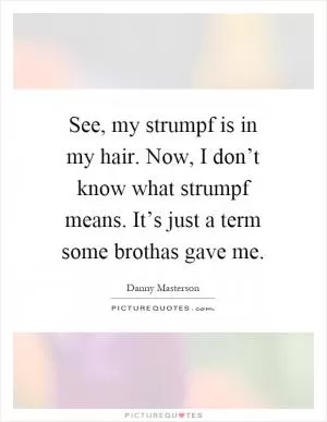 See, my strumpf is in my hair. Now, I don’t know what strumpf means. It’s just a term some brothas gave me Picture Quote #1