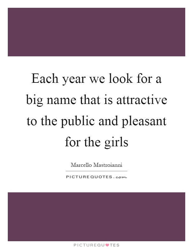 Each year we look for a big name that is attractive to the public and pleasant for the girls Picture Quote #1