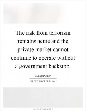 The risk from terrorism remains acute and the private market cannot continue to operate without a government backstop Picture Quote #1