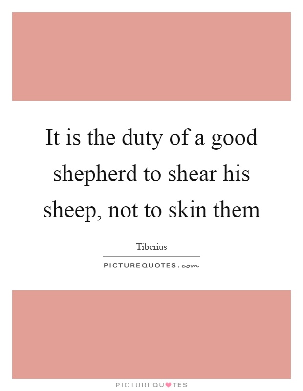 It is the duty of a good shepherd to shear his sheep, not to skin them Picture Quote #1