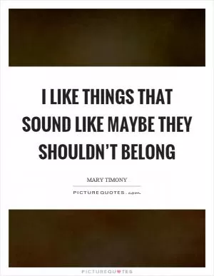I like things that sound like maybe they shouldn’t belong Picture Quote #1