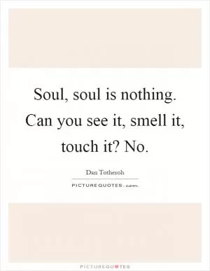 Soul, soul is nothing. Can you see it, smell it, touch it? No Picture Quote #1