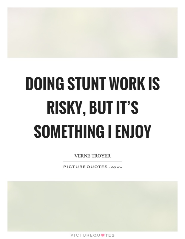 Doing stunt work is risky, but it's something I enjoy Picture Quote #1