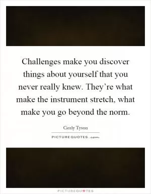 Challenges make you discover things about yourself that you never really knew. They’re what make the instrument stretch, what make you go beyond the norm Picture Quote #1
