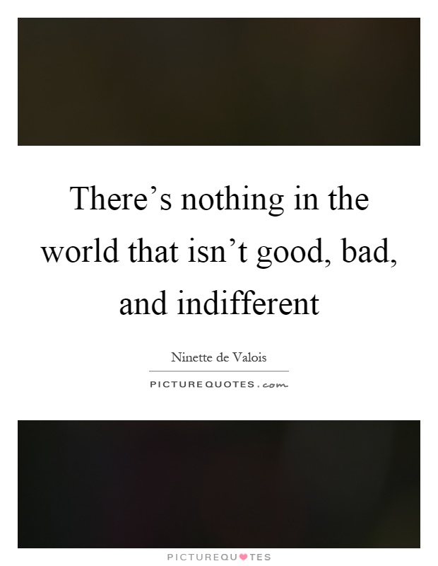 There's nothing in the world that isn't good, bad, and indifferent Picture Quote #1