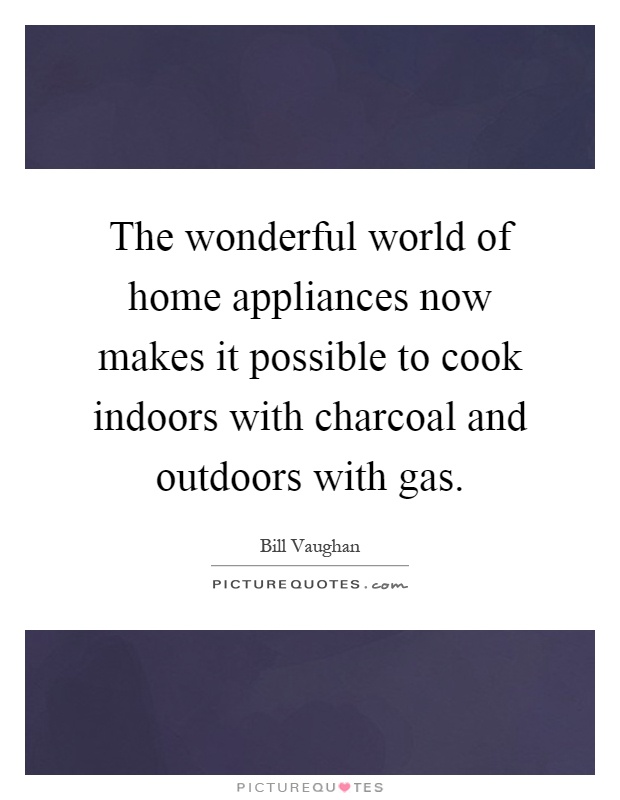The wonderful world of home appliances now makes it possible to cook indoors with charcoal and outdoors with gas Picture Quote #1