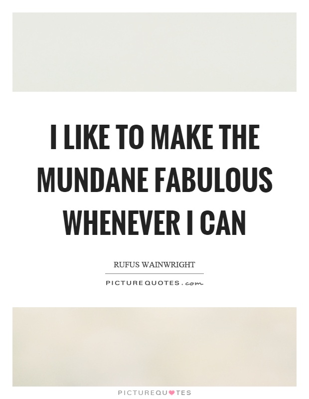 I like to make the mundane fabulous whenever I can Picture Quote #1