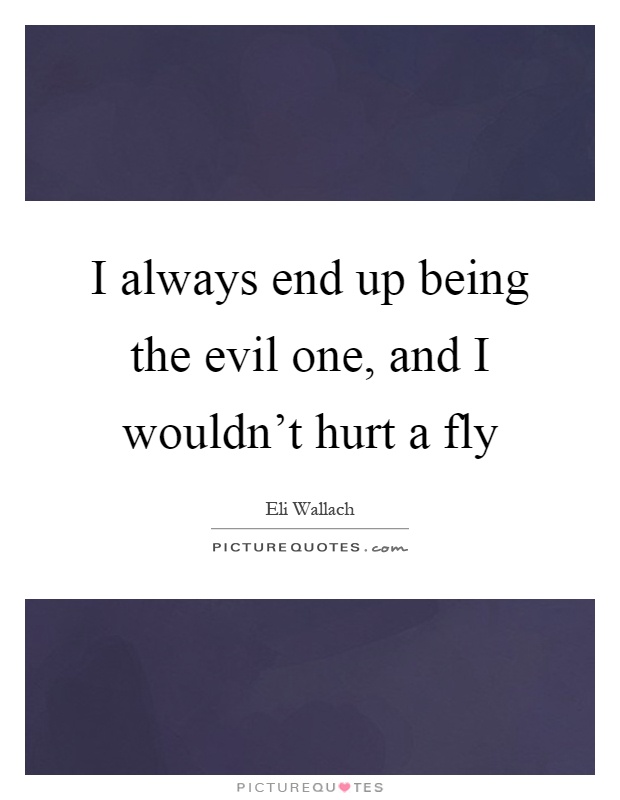 I always end up being the evil one, and I wouldn't hurt a fly Picture Quote #1