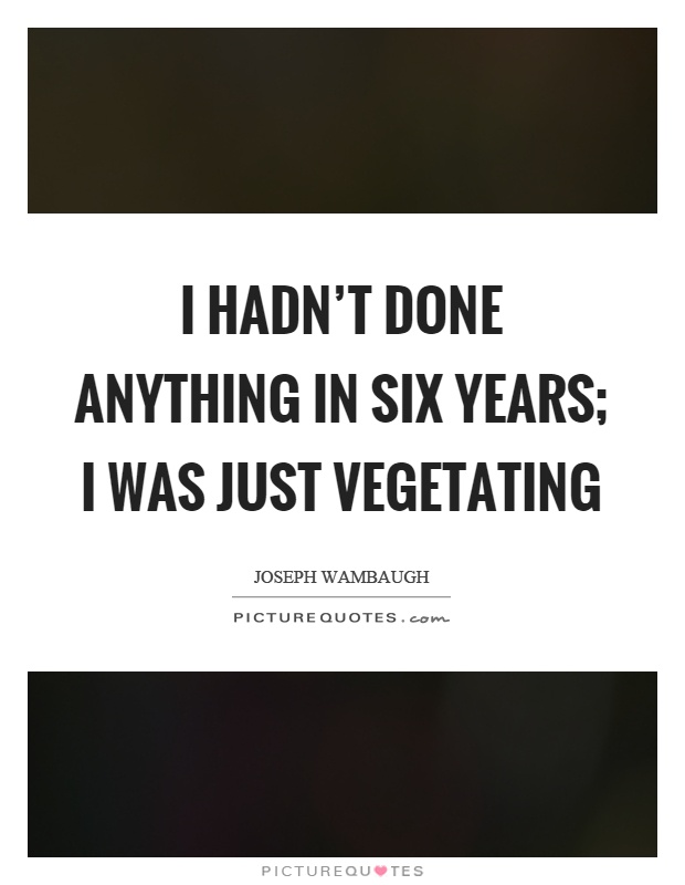 I hadn't done anything in six years; I was just vegetating Picture Quote #1