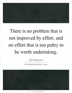 There is no problem that is not improved by effort, and no effort that is too paltry to be worth undertaking Picture Quote #1