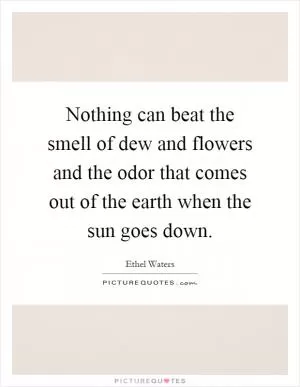 Nothing can beat the smell of dew and flowers and the odor that comes out of the earth when the sun goes down Picture Quote #1
