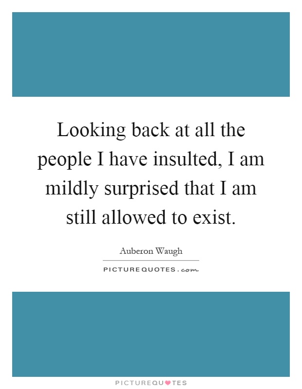 Looking back at all the people I have insulted, I am mildly surprised that I am still allowed to exist Picture Quote #1