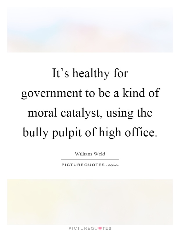 It's healthy for government to be a kind of moral catalyst, using the bully pulpit of high office Picture Quote #1