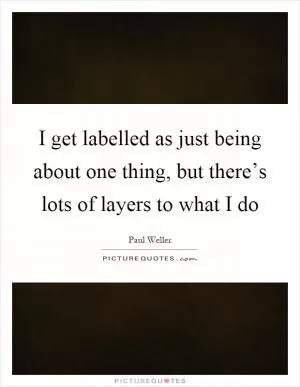 I get labelled as just being about one thing, but there’s lots of layers to what I do Picture Quote #1