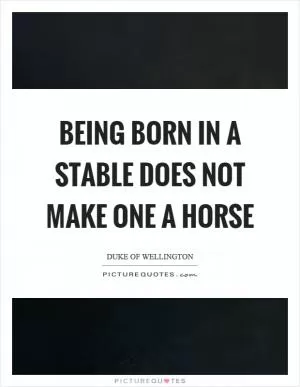 Being born in a stable does not make one a horse Picture Quote #1