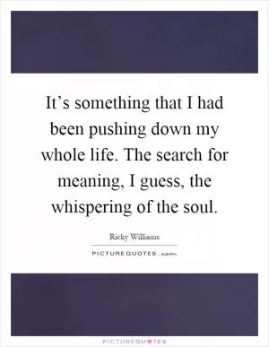 It’s something that I had been pushing down my whole life. The search for meaning, I guess, the whispering of the soul Picture Quote #1