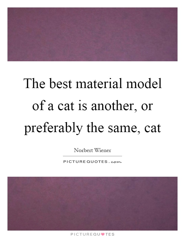 The best material model of a cat is another, or preferably the same, cat Picture Quote #1
