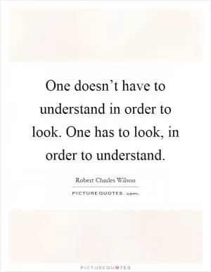 One doesn’t have to understand in order to look. One has to look, in order to understand Picture Quote #1