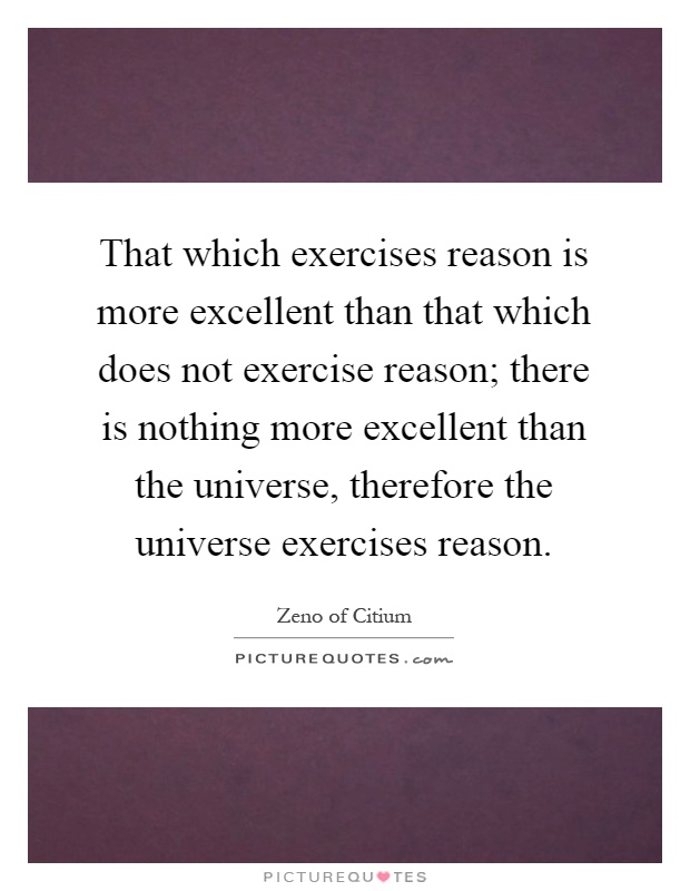 That which exercises reason is more excellent than that which does not exercise reason; there is nothing more excellent than the universe, therefore the universe exercises reason Picture Quote #1