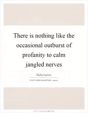 There is nothing like the occasional outburst of profanity to calm jangled nerves Picture Quote #1