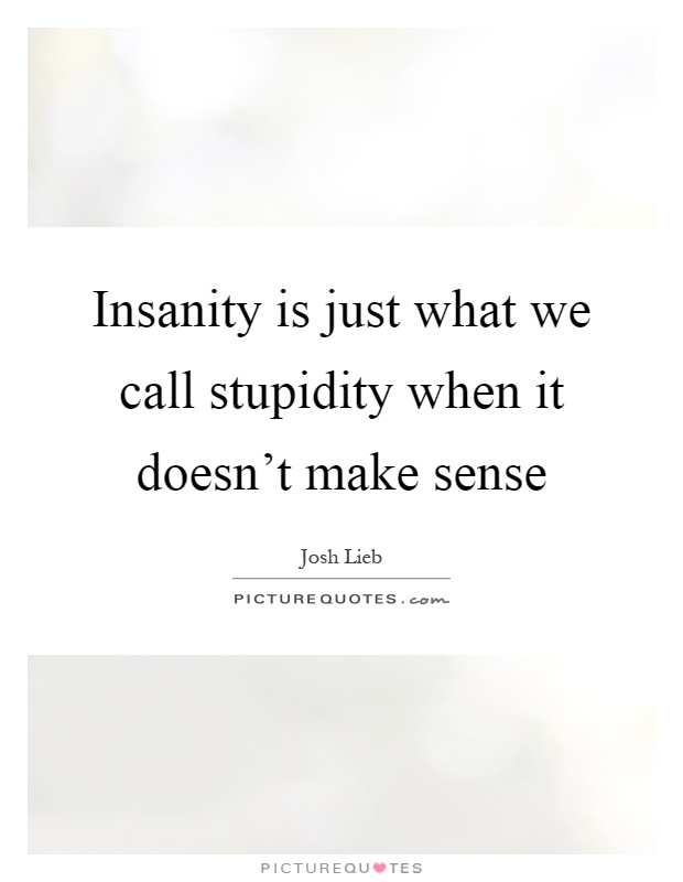 Insanity is just what we call stupidity when it doesn't make sense Picture Quote #1