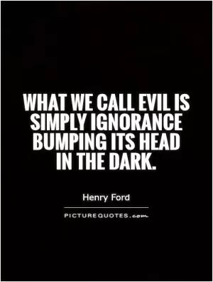 What we call evil is simply ignorance bumping its head in the dark Picture Quote #1